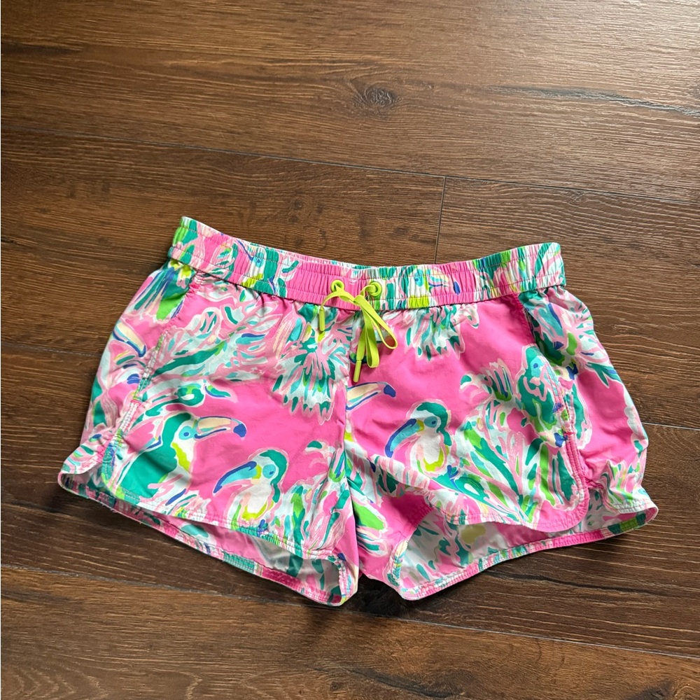 Lilly Pulitzer Pink and Green Tropical Print Shorts